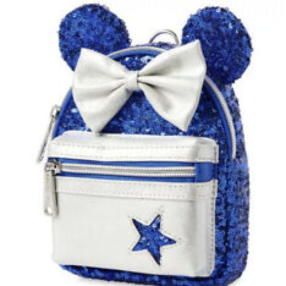 Disney Loungefly Sequin Wishes Come True Blue Backpack and Wristlet Set NWT
